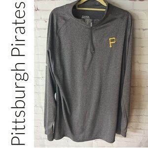 Stitches Pittsburgh Pirates Charcoal Gray and Yellow Quarter-Zip Long Sleeve L